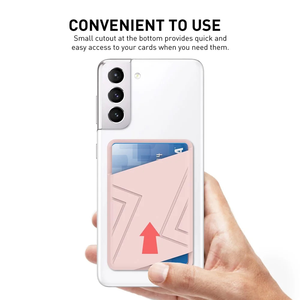 AHASTYLE PT133-C-S Adhesive Credit ID Card Holder Mobile Phone Back Card Pocket - Pink - 5