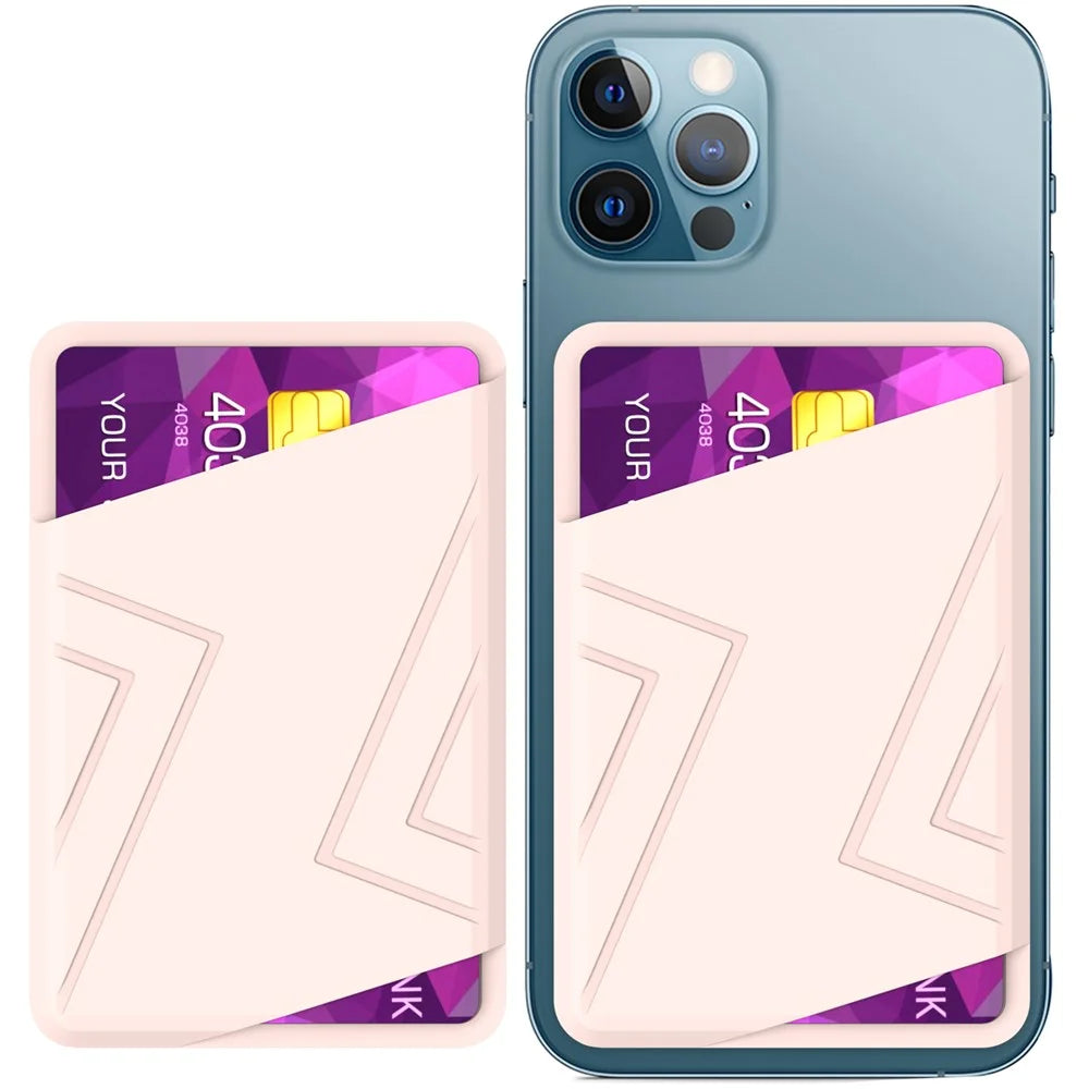 AHASTYLE PT133-C Magnetic Card Holder Silicone Phone Credit Card Sleeve Pocket - Pink - 1
