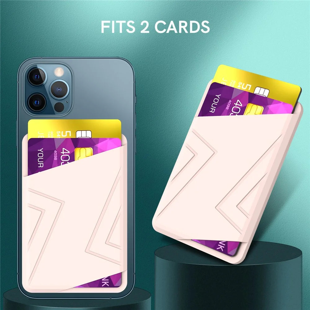 AHASTYLE PT133-C Magnetic Card Holder Silicone Phone Credit Card Sleeve Pocket - Pink - 4