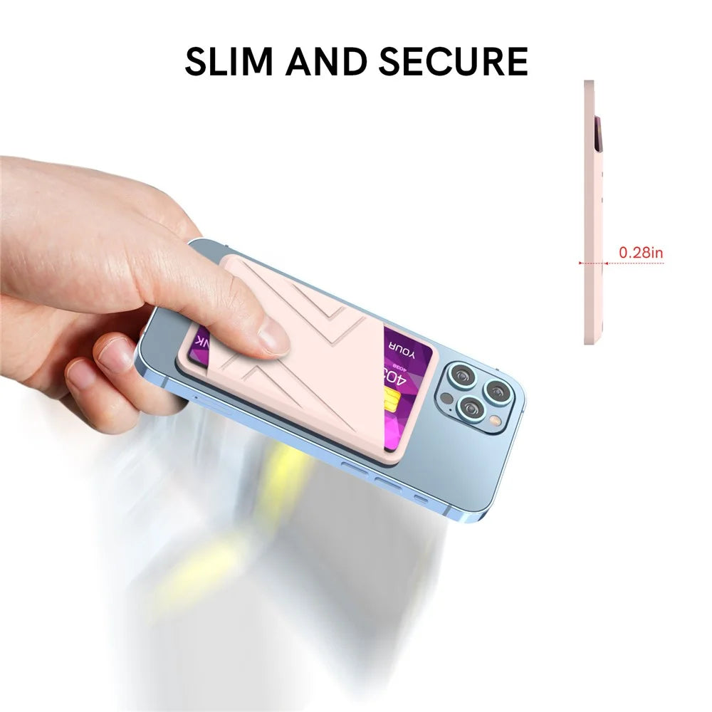 AHASTYLE PT133-C Magnetic Card Holder Silicone Phone Credit Card Sleeve Pocket - Pink - 5