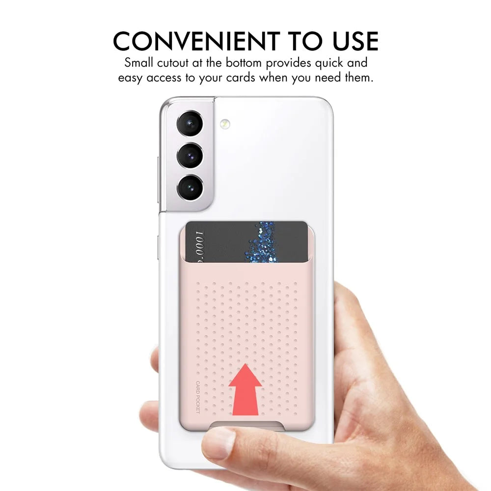 AHASTYLE PT133-S Adhesive Phone Card Pocket Mobile Phone Stick-On Credit Card Holder - Pink - 5