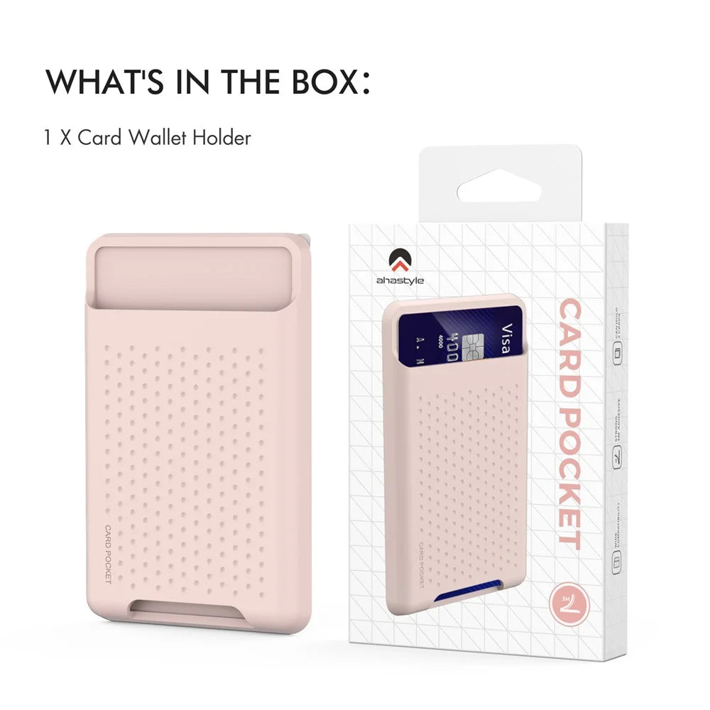 AHASTYLE PT133-S Adhesive Phone Card Pocket Mobile Phone Stick-On Credit Card Holder - Pink - 7