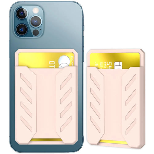 AHASTYLE PT133-A Magnetic Phone Card Holder Mobile Phone Credit Card Sleeve Wallet Pocket - Pink - 1
