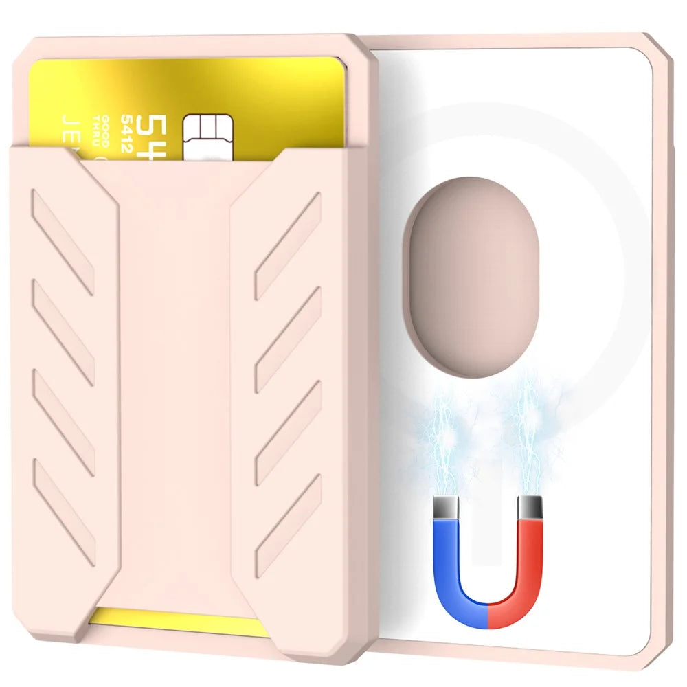 AHASTYLE PT133-A Magnetic Phone Card Holder Mobile Phone Credit Card Sleeve Wallet Pocket - Pink - 2