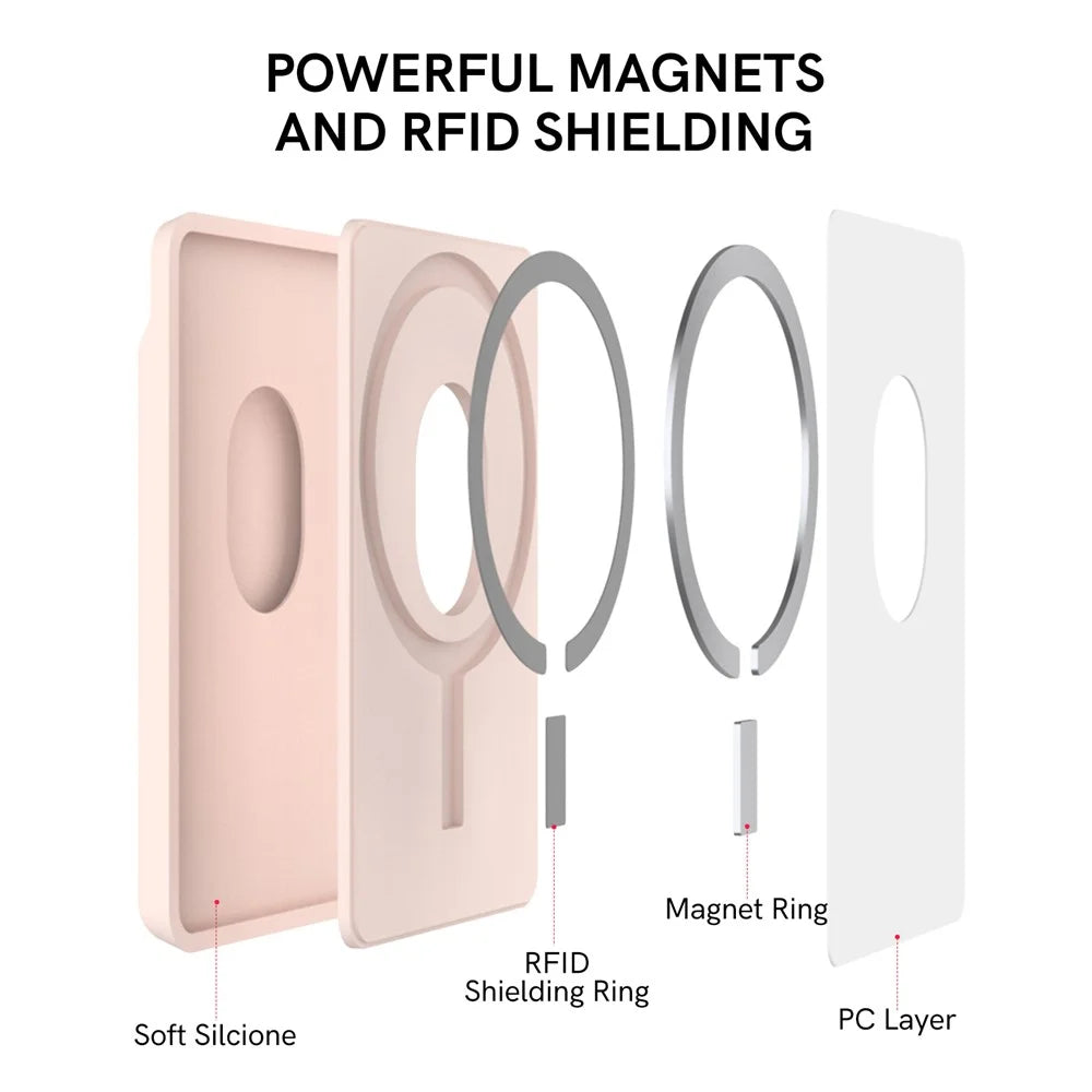 AHASTYLE PT133-A Magnetic Phone Card Holder Mobile Phone Credit Card Sleeve Wallet Pocket - Pink - 4