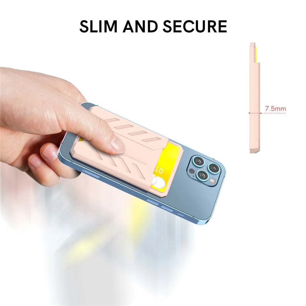 AHASTYLE PT133-A Magnetic Phone Card Holder Mobile Phone Credit Card Sleeve Wallet Pocket - Pink - 6