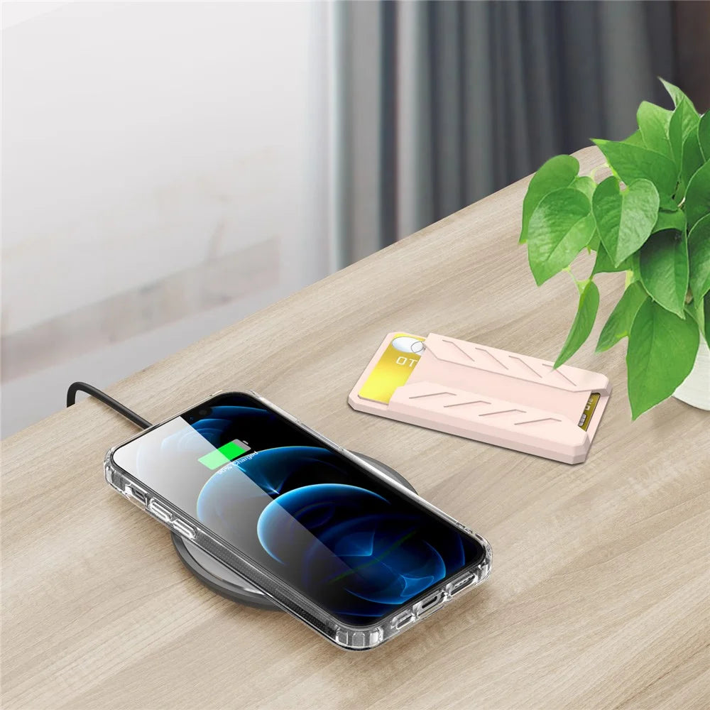 AHASTYLE PT133-A Magnetic Phone Card Holder Mobile Phone Credit Card Sleeve Wallet Pocket - Pink - 7