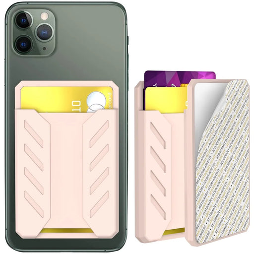 AHASTYLE PT133-A-S Phone Back Card Holder Adhesive Stick-On Card Slot Pocket - Pink - 1