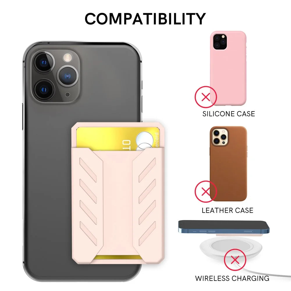 AHASTYLE PT133-A-S Phone Back Card Holder Adhesive Stick-On Card Slot Pocket - Pink - 2
