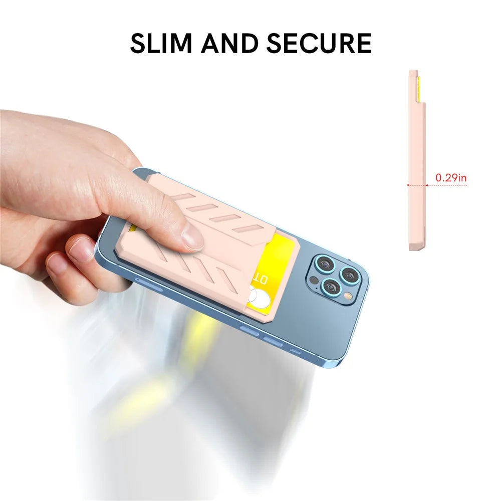 AHASTYLE PT133-A-S Phone Back Card Holder Adhesive Stick-On Card Slot Pocket - Pink - 5