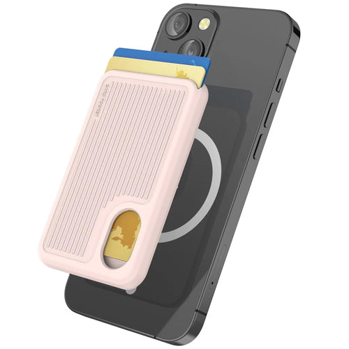 AHASTYLE PT133-B Phone Back Card Holder Magnetic Credit Card Slot Wallet Pocket - Pink - 1