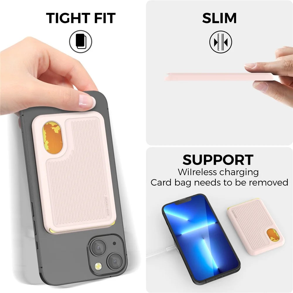AHASTYLE PT133-B Phone Back Card Holder Magnetic Credit Card Slot Wallet Pocket - Pink - 4