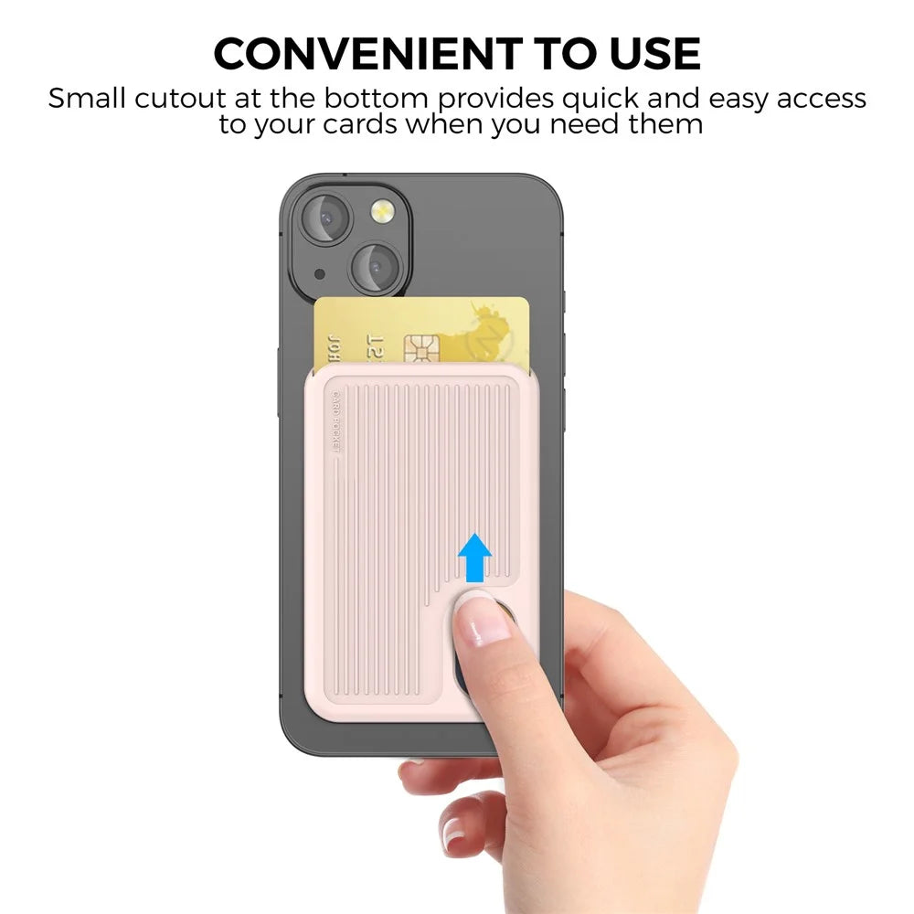 AHASTYLE PT133-B Phone Back Card Holder Magnetic Credit Card Slot Wallet Pocket - Pink - 6
