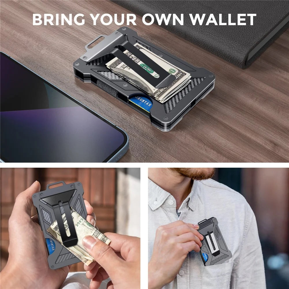 AHASTYLE WG90 Badge Holder Wallet with Lanyard Aluminium Alloy RFID Blocking Office ID Card Holder - 3