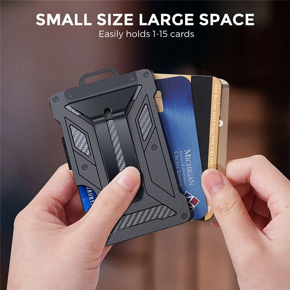 AHASTYLE WG90 Badge Holder Wallet with Lanyard Aluminium Alloy RFID Blocking Office ID Card Holder - 4