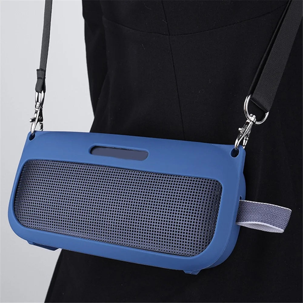 Silicone Protector Case for Bose SoundLink Flex Bluetooth-compatible Wireless Speaker Portable Protective Cover - Black - 3