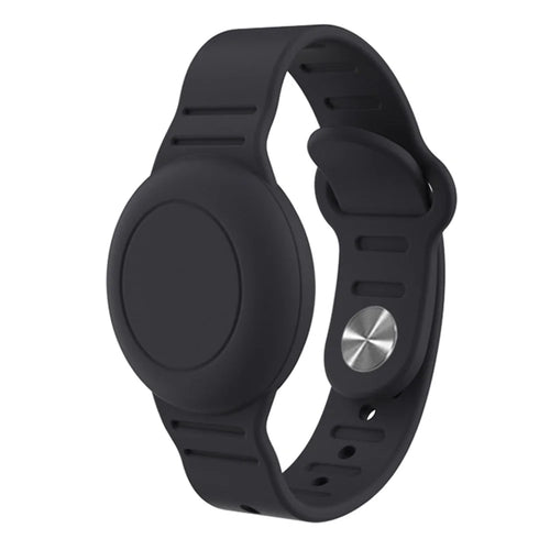 Silicone Wristband for Apple AirTag Finder Location Tracker Holder Protective Case Waterproof Bracelet - Black - 1