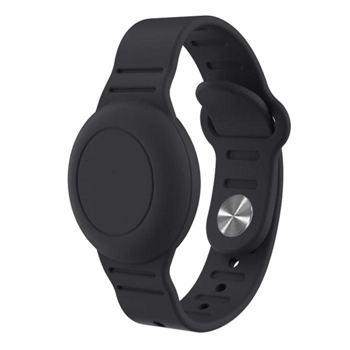 Silicone Wristband for Apple AirTag Finder Location Tracker Holder Protective Case Waterproof Bracelet - Black - 1