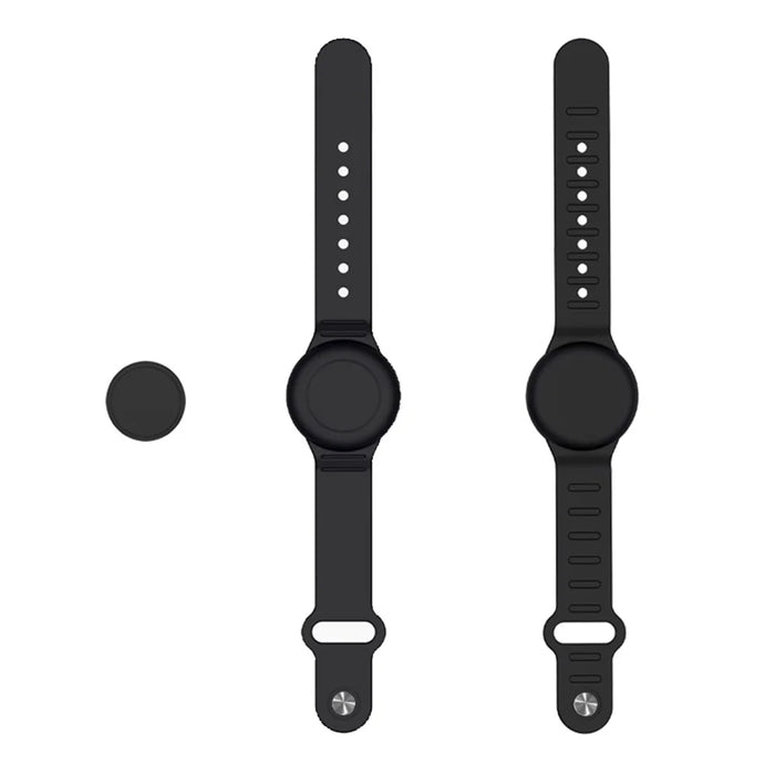 Silicone Wristband for Apple AirTag Finder Location Tracker Holder Protective Case Waterproof Bracelet - Black - 2