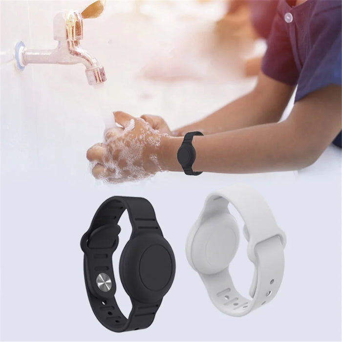 Silicone Wristband for Apple AirTag Finder Location Tracker Holder Protective Case Waterproof Bracelet - Black - 5