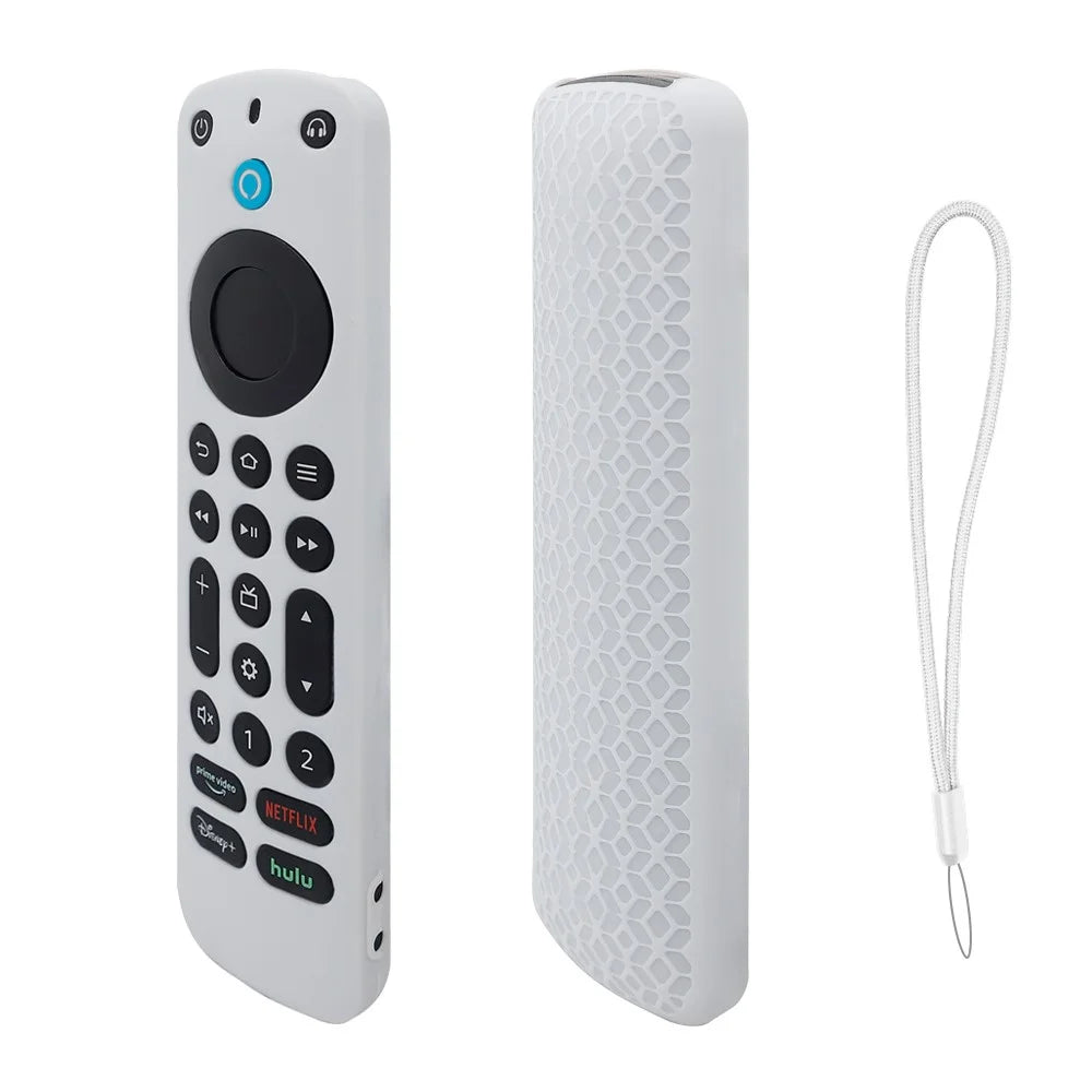 For Amazon Alexa Voice Remote Pro Anti-scratch Protective Case TV Remote Controller Silicone Sleeve Cover - White - 1