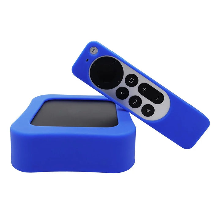2Pcs / Set For Apple TV 4K 2022 Set-top Box Protective Cover + Remote Control Silicone Case - Blue - 1