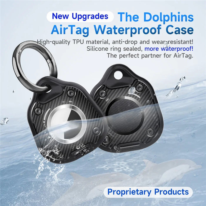 For Apple AirTag Locator Soft Protective Cover IP67 Waterproof Anti-lost TPU Case with Ring Buckle - Black - 5