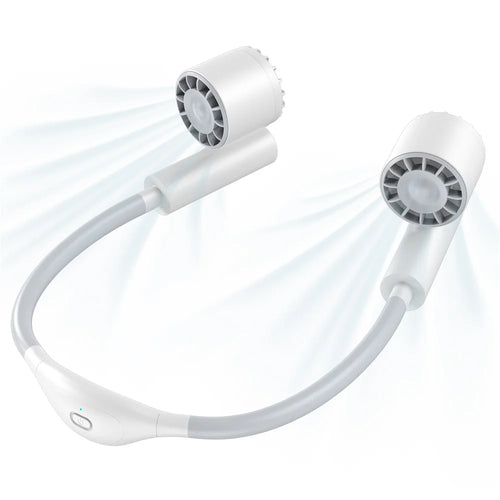 Portable USB Charging Hanging Neck Mini Cooling Fan ABS Summer Mute Turbo Fan Cooler - White - 1