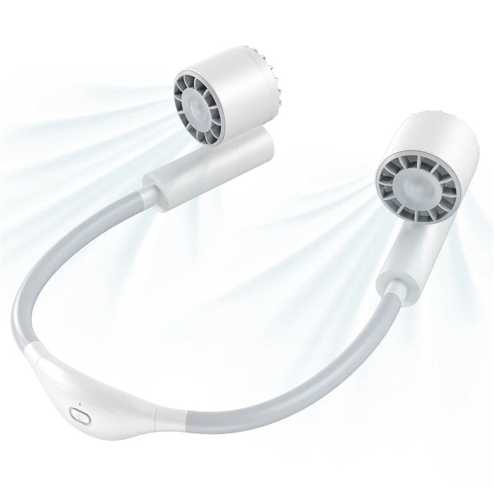 Portable USB Charging Hanging Neck Mini Cooling Fan ABS Summer Mute Turbo Fan Cooler - White - 1