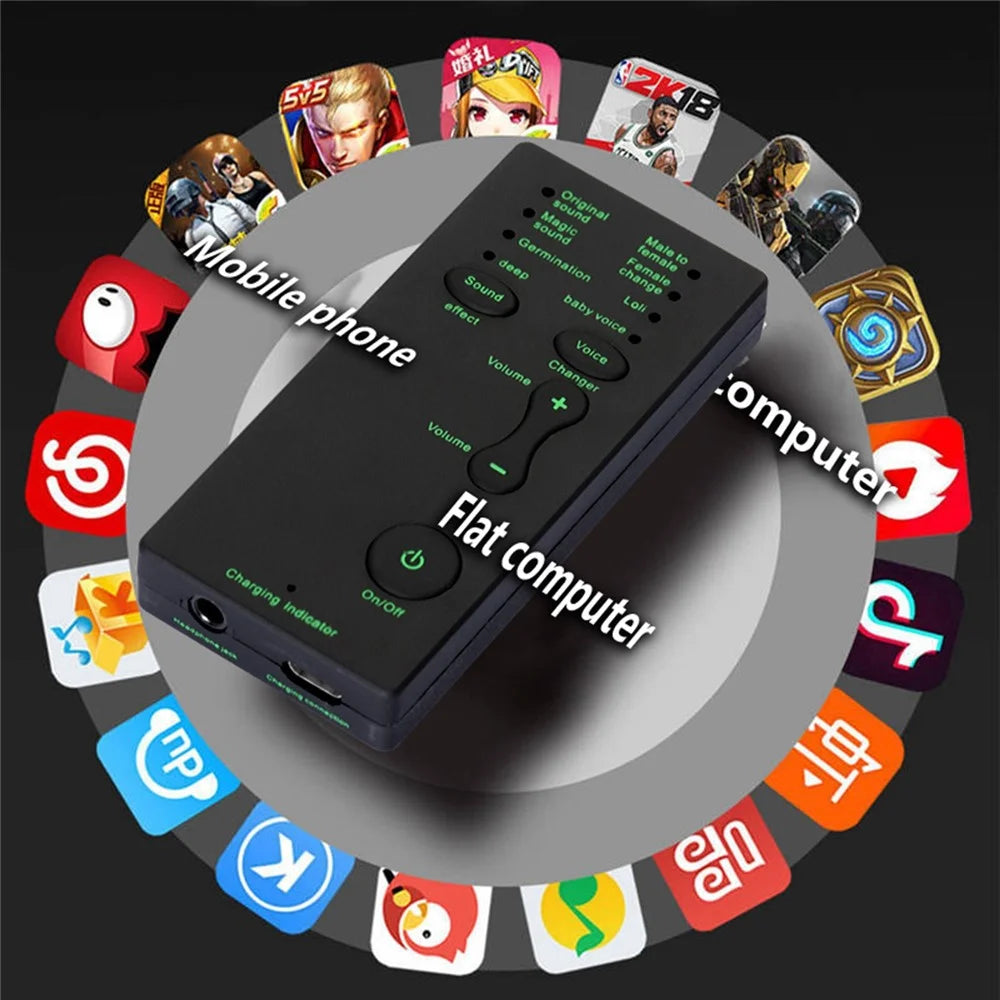 M1 Sound Card Changer Portable Mini Voice Changer for Live Streaming, Gaming - Black - 5