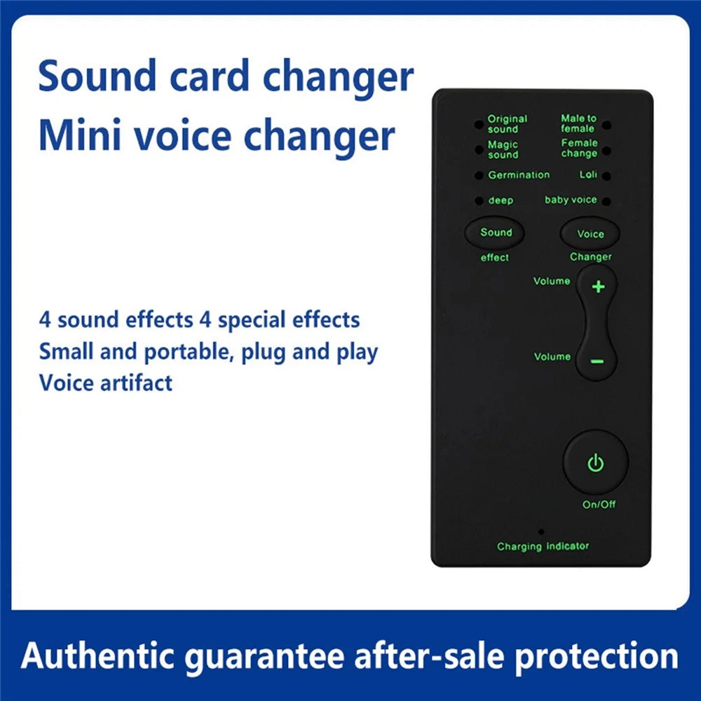 M1 Sound Card Changer Portable Mini Voice Changer for Live Streaming, Gaming - Black - 6