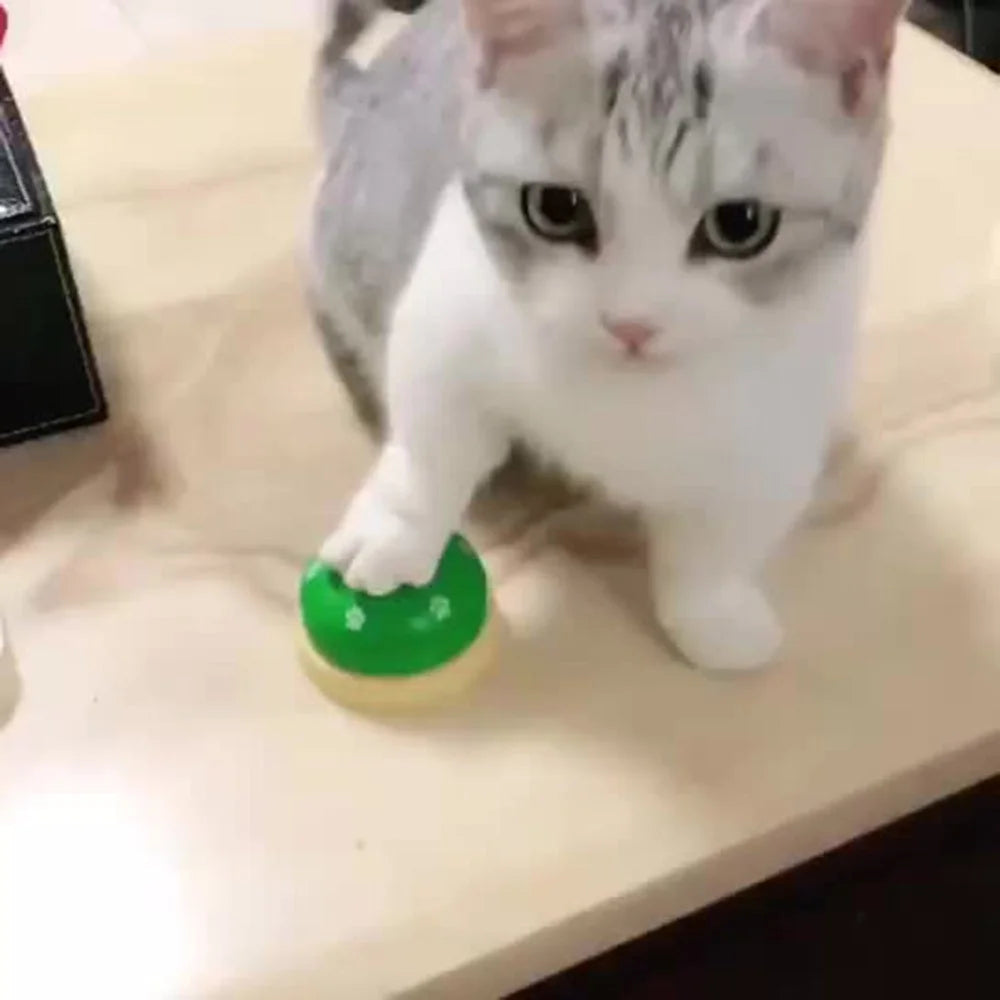 Pet Bell for Dog Cat Training Interactive Toy Called Dinner Small Bells Footprint Ring Trainer Feeding Reminder - Green - 2