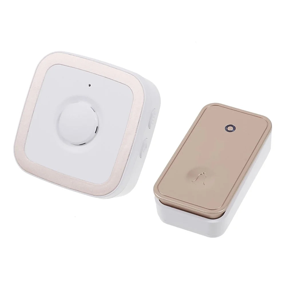 CACAZI FA12 Home Wireless Doorbell 60 Songs Waterproof Remote Smart Calling Bell, 1 Transmitter+1 Receiver - Gold / EU Plug - 1