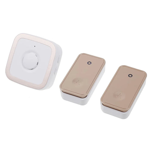 CACAZI FA12 60 Songs Home Wireless Doorbell Waterproof Remote Smart Calling Bell, 1 Transmitter+2 Receivers - Gold / EU Plug - 1