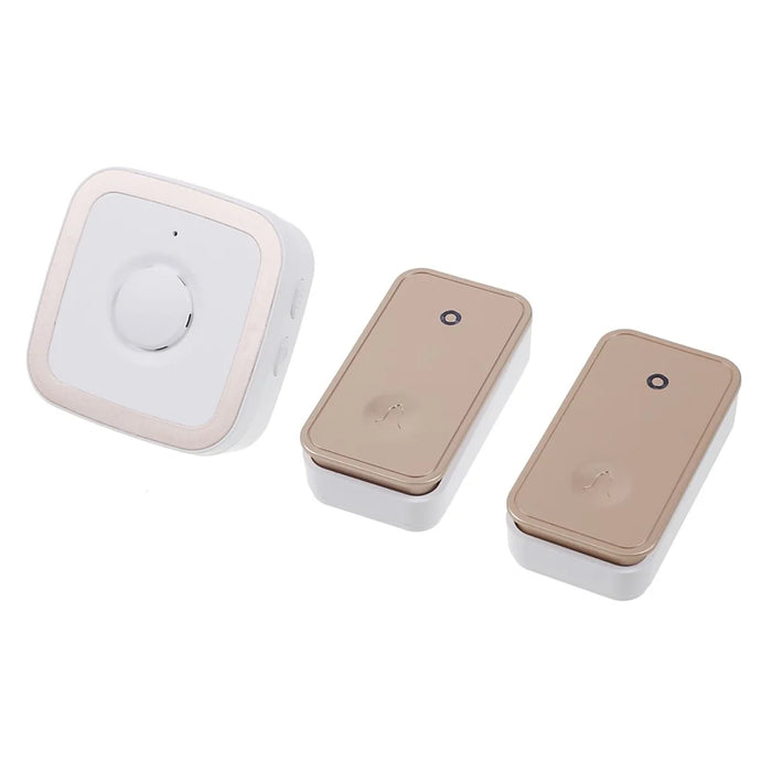CACAZI FA12 60 Songs Home Wireless Doorbell Waterproof Remote Smart Calling Bell, 1 Transmitter+2 Receivers - Gold / EU Plug - 1