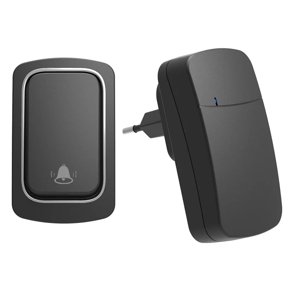 ML01 Self-powered Wireless Door Bell 38 Ringtones Home Intelligent Alarm System, 1 Transmitter+1 Receiver - Black / EU Plug - 1