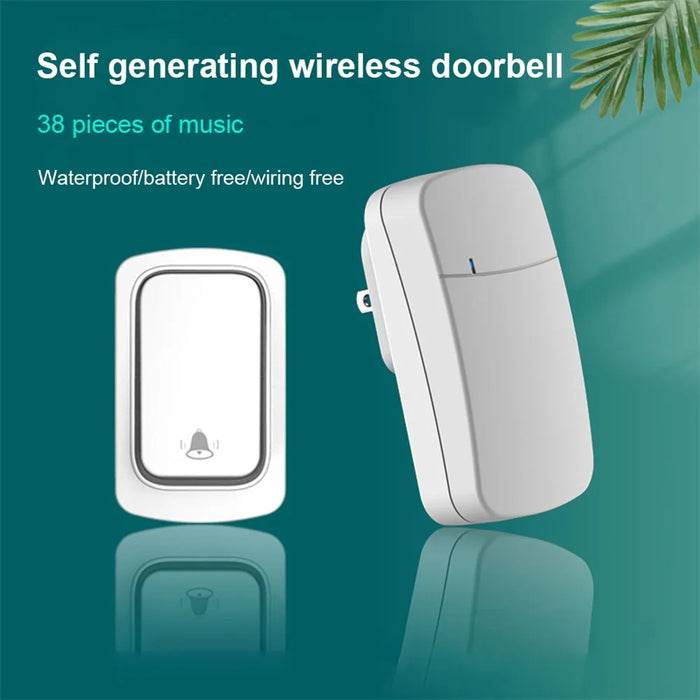 ML01 Self-powered Wireless Door Bell 38 Ringtones Home Intelligent Alarm System, 1 Transmitter+1 Receiver - Black / EU Plug - 3