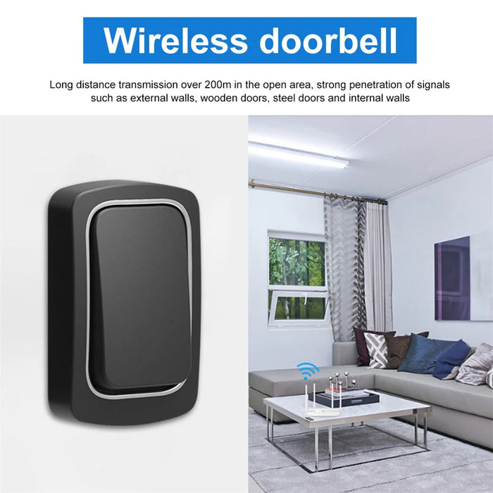 ML01 Self-powered Wireless Door Bell 38 Ringtones Home Intelligent Alarm System, 1 Transmitter+1 Receiver - Black / EU Plug - 6