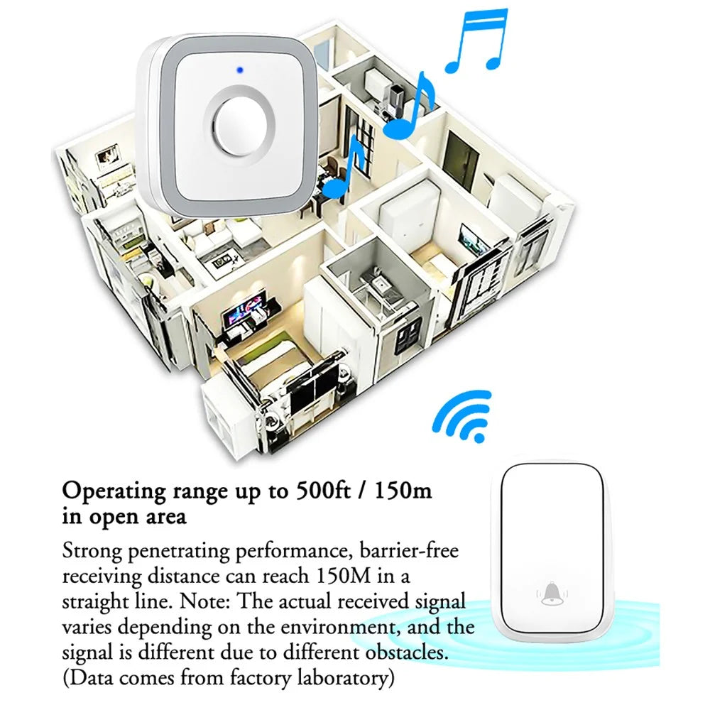CACAZI FA12 60 Songs Home Wireless Doorbell Waterproof Remote Smart Calling Bell, 1 Transmitter+2 Receivers - Black / US Plug - 3