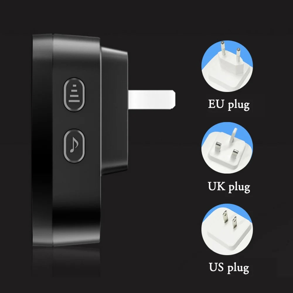 CACAZI FA12 60 Songs Home Wireless Doorbell Waterproof Remote Smart Calling Bell, 1 Transmitter+2 Receivers - Black / US Plug - 7