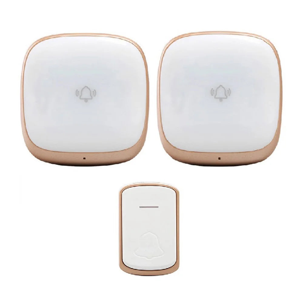 B209 Home Wireless Doorbell Colorful Light Remote Smart Calling Bell, 1 Transmitter+2 Receivers - Gold / EU Plug - 1