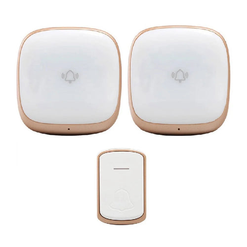 B209 Home Wireless Doorbell Colorful Light Remote Smart Calling Bell, 1 Transmitter+2 Receivers - Gold / EU Plug - 1