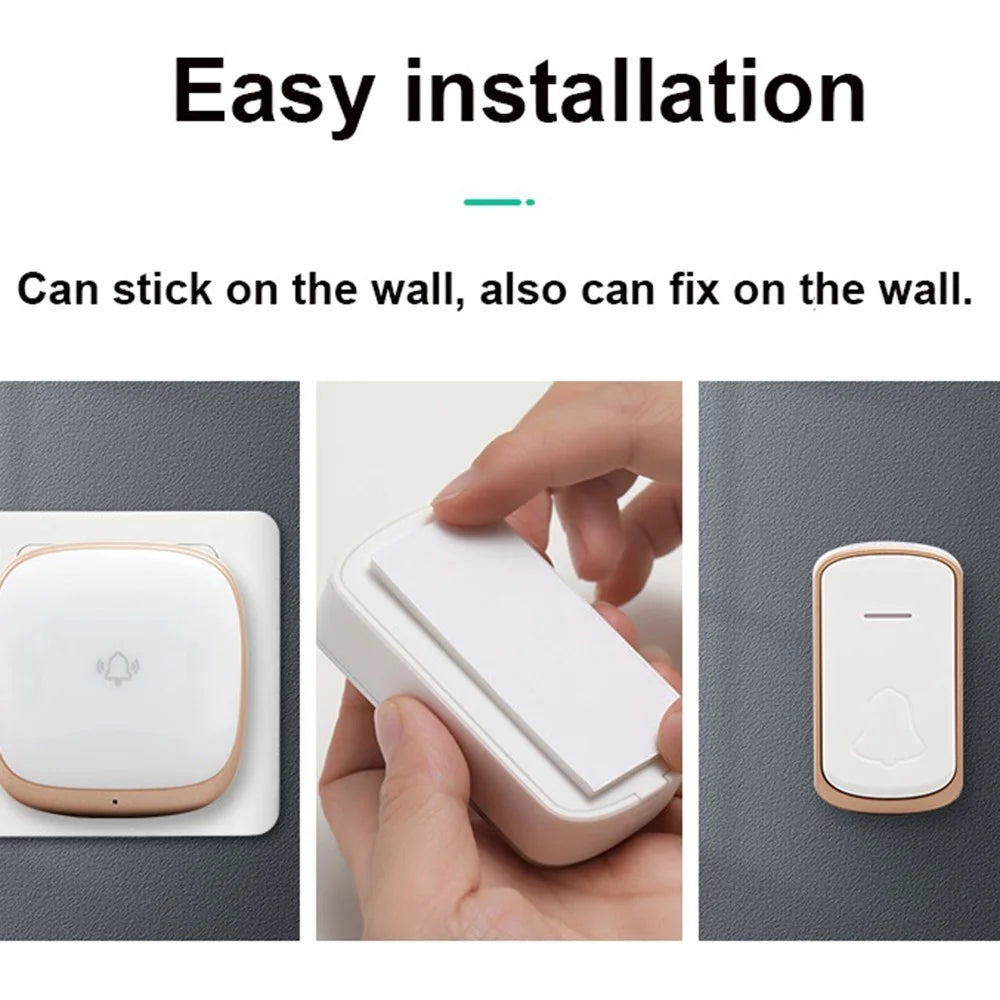 B209 Home Wireless Doorbell Colorful Light Remote Smart Calling Bell, 1 Transmitter+2 Receivers - Gold / EU Plug - 4
