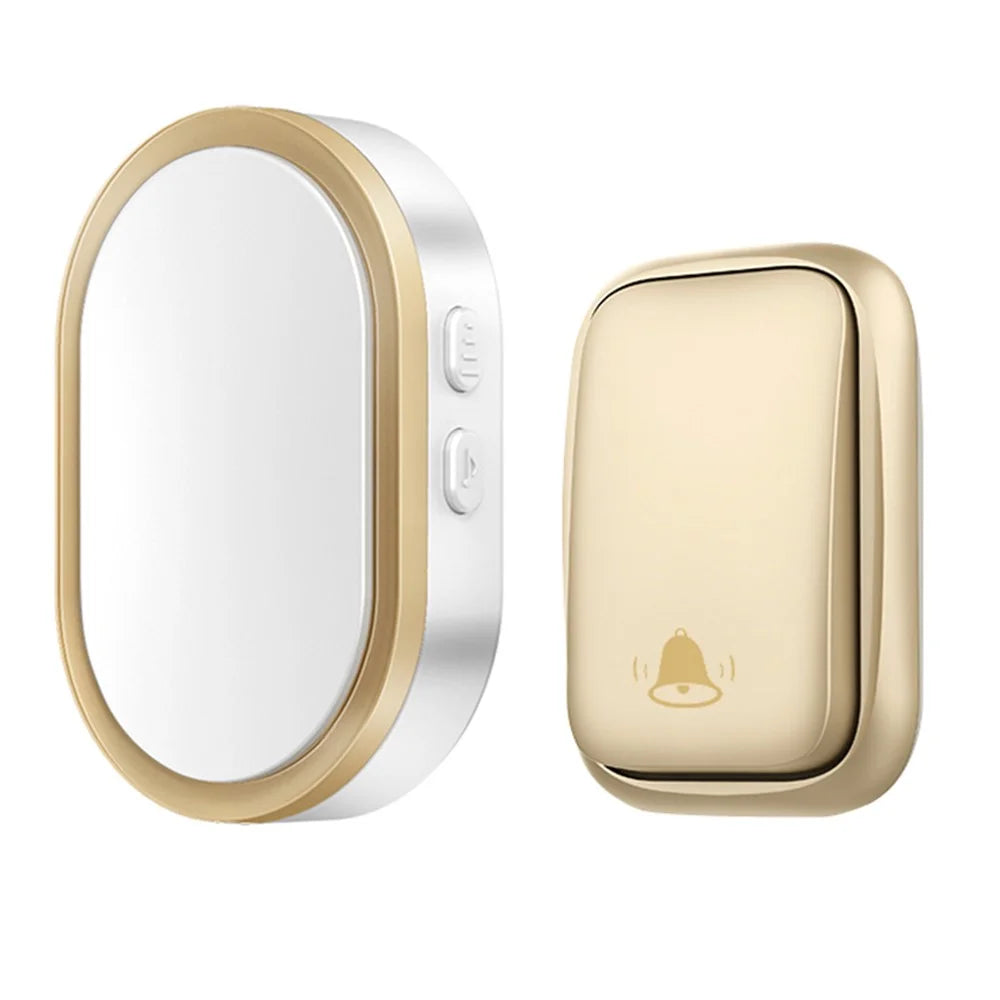 CACAZI FA99 Wireless Self-generating Press Doorbell Home Remote Door Bell, 1 Receiver and 1 Transmitter - EU Plug / Gold - 1