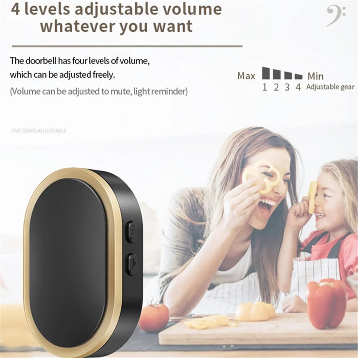 CACAZI FA99 Wireless Self-generating Press Doorbell Home Remote Door Bell, 1 Receiver and 1 Transmitter - EU Plug / Gold - 5