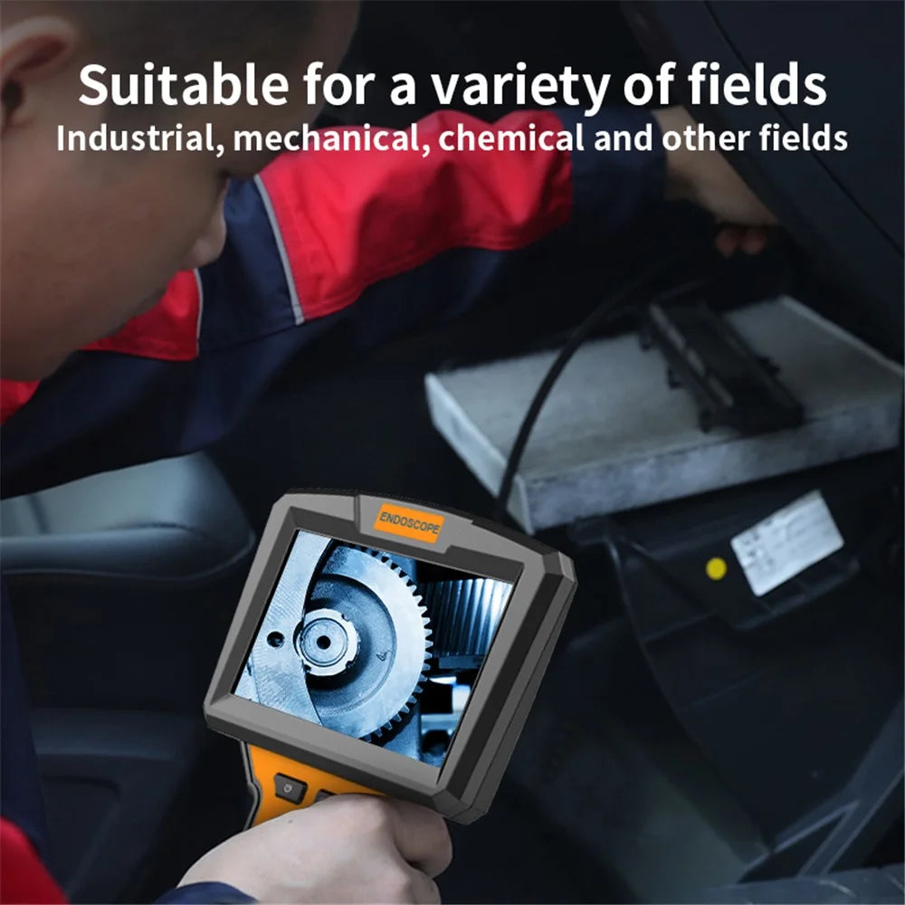 M50 2m Hard Wire Industrial Endoscope Camera Dual Lens 8mm 7-LED IP67 Waterproof Borescope 5'' IPS Screen - Orange - 4