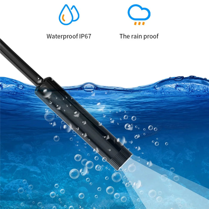 M50 5m Hard Wire 1080P HD Industrial Endoscope 8mm Lens 5'' IPS Screen Borescope IP67 Waterproof Snake Camera with 8 LED Lights - Orange - 6
