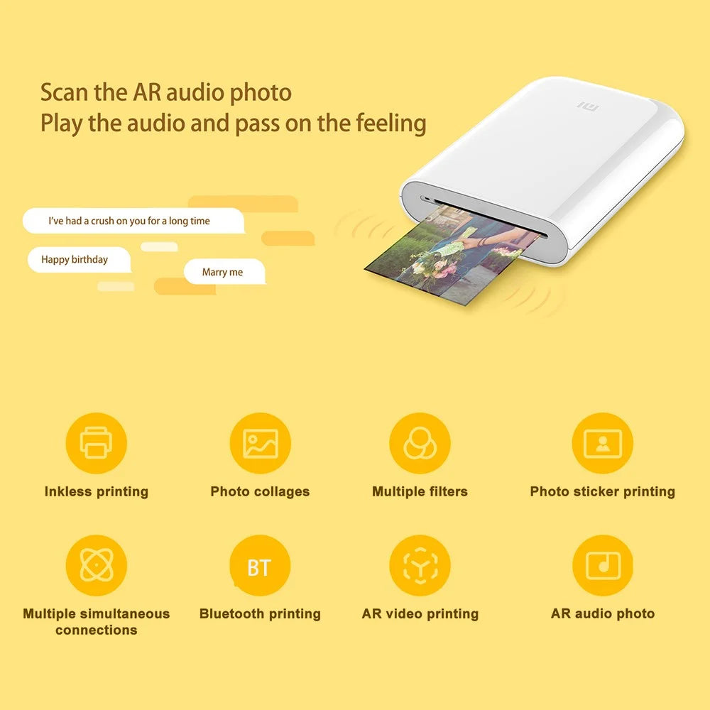 XIAOMI Portable Mini Inkless Bluetooth-compatible Pocket Photo Printer AR Video Photo Printer (Chinese Version) - 2