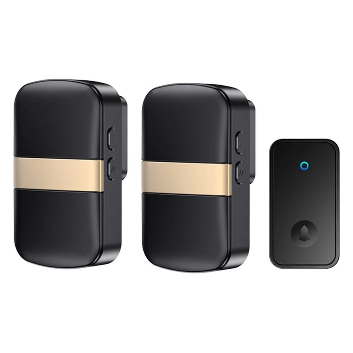 CACAZI FA96 60 Chime Self-powered Wireless Doorbell Smart Home Alarm System, 1 Transmitter+2 Receivers - Black / US Plug - 1
