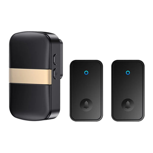 CACAZI FA96 Wireless Doorbell 60 Chime 5 Levels Adjustable Self-powered Alarm System, 2 Transmitters+1 Receiver - Black / US Plug - 1